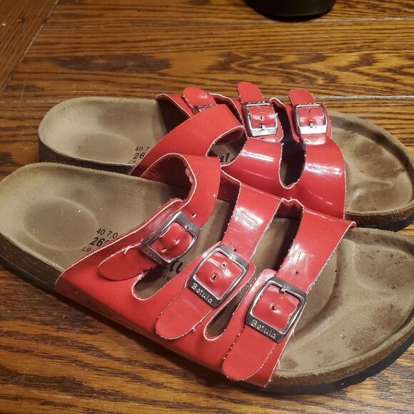 Birkenstock Betula red 3 strap sandals size 40 - Picture 3 of 5